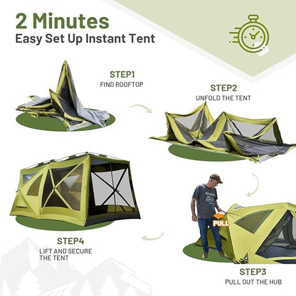 TIMBER RIDGE 4/6/8 Person Instant Pop Up Cabin Tent, Easy 60 Second Setup, Weather Resistant Camping Family Hub Tent with Rain Fly and Carry Bag for Camping Hiking Outdoor Travel