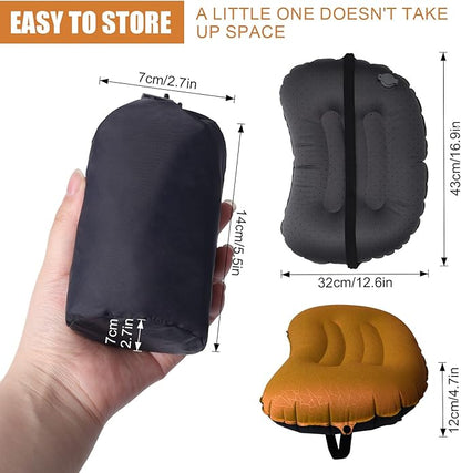 DAWNTREES 2 Pack Inflatable Pillow for Camping,Portable Compressible Ultra-light Travel Inflatable Pillow for Sleeping,Support The Neck and Lumbar,Backpacking Essentials (Orange)