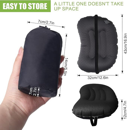 DAWNTREES 2 Pack Inflatable Pillow for Camping,Portable Compressible Ultra-light Travel Inflatable Pillow for Sleeping,Support The Neck and Lumbar,Backpacking Essentials (Black)