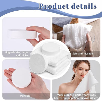 MCPINKY 3PCS Compressed Bath Towels, Portable Towels 63" x 28" Cotton Bath Towels Coin Tissues Compressed Travel Towels for Camping Hiking