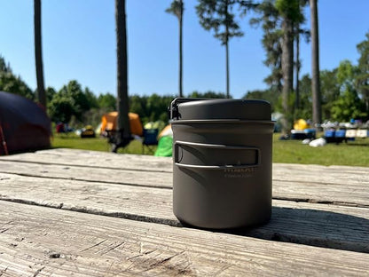 Titanium Pot 1100ml with Frying Pan Lid - Versatile Outdoor Cookware Set