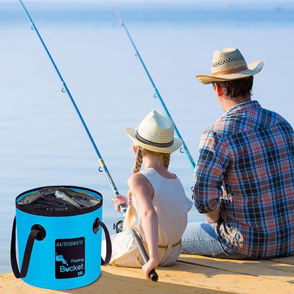 AUTODECO 5 Gallon Collapsible Bucket Water Container Portable Wash Basin for Fishing Camping Car Washing Hiking 20L