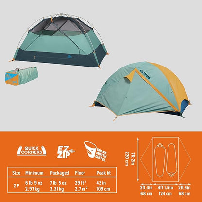 Kelty Wireless Freestanding Car Camping Tent, 2 4 or 6 Person Sleeping Capacity, Two Doors + Two Vestibules, Campground Festival Backyard Shelter, 2022