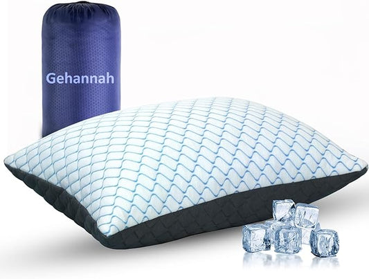 Gehannah Travel Pillow - Large Size Compressible Camping Pillow for Sleeping, Shredded Memory Foam Pillow with Storage Bag Compact Supportive, Pillow for Adults Kids Outdoor Backpacking Hiking Gear