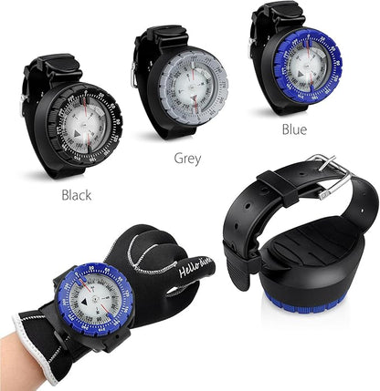 Scuba Compass, Professional Waterproof 5ATM Dive Wrist Compass with TPU Band for Outdoor Sports Diving, Sailing, Hiking, Survival Emergency