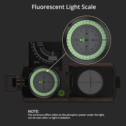 Compass Hiking Survival, IP65 Waterproof Metal Compass with Sighting Clinometer and Carry Bag, Multifunctional, Professional, for Camping Hunting Hiking Navigation