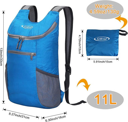 G4Free Lightweight Packable Hiking Backpack for Men Women Small Hiking Daypacks Foldable Shoulder Pack Casual Outdoor Bag 11L