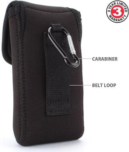 USA Gear AM FM Portable Radio Case - Personal Radio Travel Pouch with Belt Loop, Carabiner Clip - Compatible with C. Crane CC Pocket AM FM, Retekess V115, BTECH MPR-AF1, and more (Black)