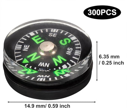 Leyndo 300 Pcs Mini Button Compass 15 Mm/ 0.59 Inch Lightweight Small Oil Filled Portable Mini Pocket Compass Bulk for Camping Hiking Touring Boating Outdoor Activities Survival