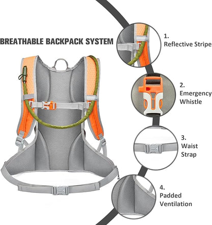 Hiking Backpack Men Women,Hydration Backpack Pack with 2L Water Bladder,Lightweight Water Backpack for Hiking,Running,Cycling,Camping