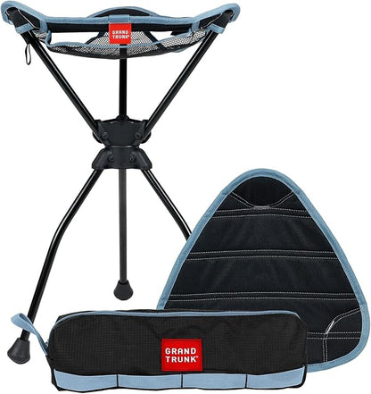 GRAND TRUNK Compass 360 XT Extra Tall Swivel Stool - Compact 260lb Capacity Portable Outdoor Seat for Camping & Travel (Sea Black)