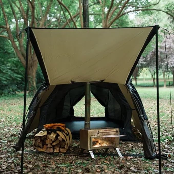 Hot Tent with Stove Jack – 4 Season Waterproof & Windproof Shelter for 1–4 People, Lightweight for Camping, Hiking, Hunting & Fishing