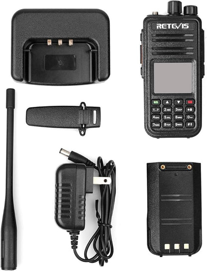 Retevis RT3S Dual Band DMR Radio, Digital Analog 2 Way Radio with GPS APRS, 3000Ch 120000 Contacts 2000mAh, Long Range Handheld Walkie Talkie for Traveling Hiking (Black 1 Pack)