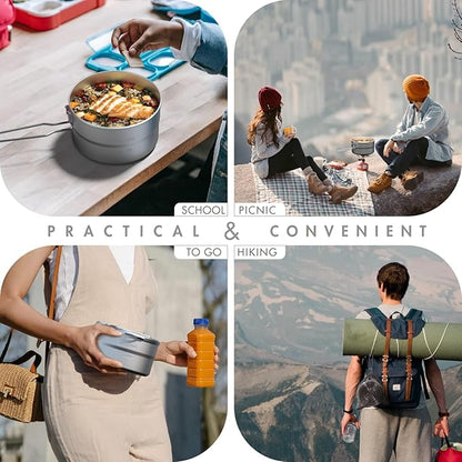 Lixada Camping Pot Stainless Steel Camping Cook Pot 1.5L Camping Cooking Pot with Lid and Folding Handle, Large Capacity Bento Pot Camping Cookware for Outdoor Backpacking, Hiking, Picnic