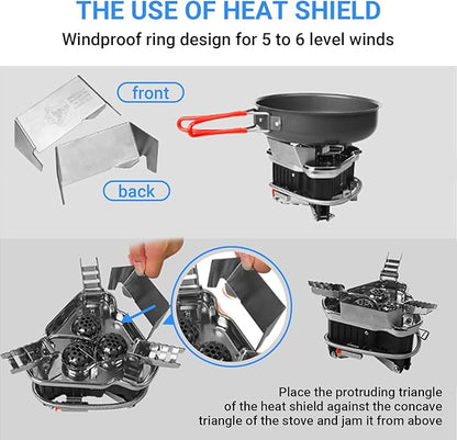 Bulin Camping Stove Burner 3500W/3800W/5800W/6800W/18000W Adjustable Ultralight Backpacking Stove Windproof Camp Portable Propane Stove for Camping Hiking Backpack Outdoor