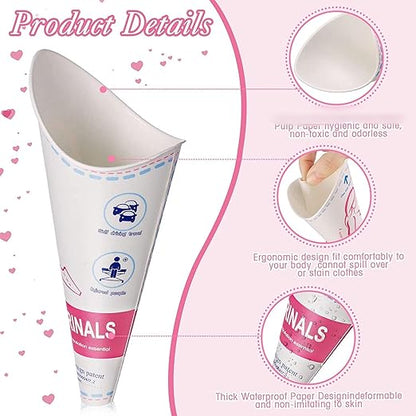 60 Pcs Disposable Portable Female Urination Device for Women, Female Urinal，Women Pee Cup Standing Up，Disposable Women Urinal for Women Female Pee Funnel，for Travel Camping Urinary Pee Cones