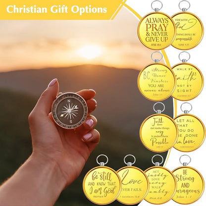 Fumete Christian Gift Compasses Hiking Scripture Religious Bible Vintage Church Sunday School Gift for Student Teacher