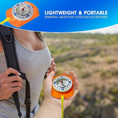 Posinly Advanced Orienteering Compass - Survival Whistle, Map Reading Field Compass for Camping, Hiking & Navigation, Great for Kids