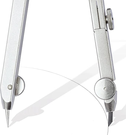 STAEDTLER Comfort Metal Quick Setting 6" Compass 2 Piece Set: Universal Adapter, Push-Button Mechanism & Extra Leads - Draws Circles up to 350mm