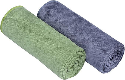 Home Gym Towel for Sweat Men Women Microfiber Yoga Towels Sports Towel Set Quick Dry Exercise Cycling Travel Camping Towel Fast Drying 2-Pack (Grey+Army Green 2-Pack)