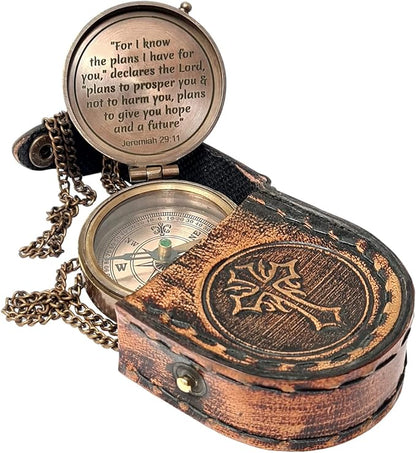 Brass Nautical - Brass Compass Engraved Gift for Son, Grandson, Daughter, Baptism, Confirmation Communion Godson Church Graduation Day