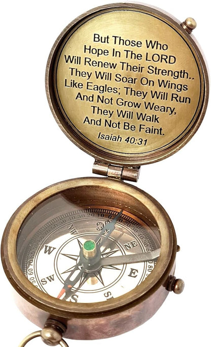 Brass Nautical - Brass Compass Engraved Gift for Son, Grandson, Daughter, Baptism, Confirmation Communion Godson Church Graduation Day