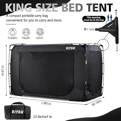 Bed Tent Bed Canopy King Size Tents for Adult and Kids- Original Design Portable Dream Tent Indoor Sleeping Tents 80% Blackout with 3 Doors Breathable Big Space Tents