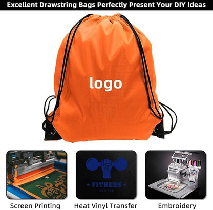 GoodtoU Drawstring Backpacks, 100 Pieces Back Bag Bulk Cinch Sack Drawstring Gym Bag for Sport, Traveling, Team (Orange)