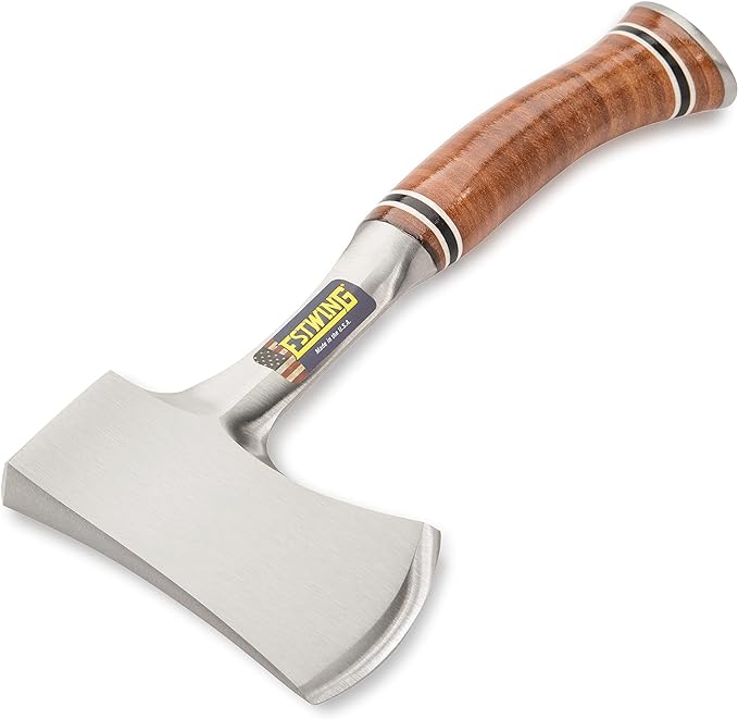 ESTWING Sportsman's Axe - 12" Camping Hatchet with Forged Steel Construction & Genuine Leather Grip - E14A