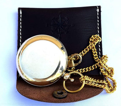 Nautical Vintage Compass Solid Brass Compass in a Black Leather Case Rustic Vintage Home Decor Gifts