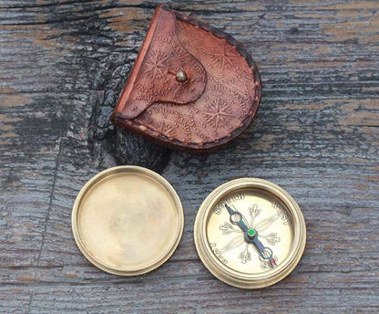 Solid Brass Compass with Leather Case – Engraved “I Would Be Lost Without You” Quote – Romantic Gift for Husband, Wife, Boyfriend, Girlfriend, Anniversary, Valentine’s Day, Travel Keepsake