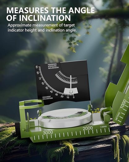 Precision Professional Military Compass, Map Operation, Scale, Ranging, Waterproof and Wear-Resistant, Suitable for Geological Exploration, Field Hunting, Outdoor Travelling.
