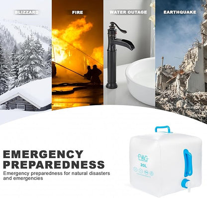 Collapsible Water Container (with Spigot), Camping Water Container,BPA Free Collapsible Water Storage Containers,Suitable For Outdoor Sports, Camping Hiking,Travel,Emergency Backup (1 Pack) 5.3 Gallon
