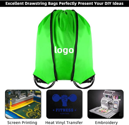 GoodtoU Drawstring Bags, Drawstring Backpack Nylon Backpack Draw String Bags Pack Bulk Cinch Sack Drawstring Gym Bag Drawstring Backpack for Sport, Traveling, Team (Green, 80Pcs)