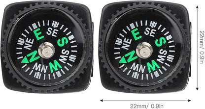 Mini Compass, 25Pcs Black Survival Compass for Camping Hiking Boating Touring Outdoor Activities Accessory, Portable Pocket Compass for Bracelet Umbrella Rope Watch Band Key Chain