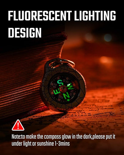 MecArmy CMP/CMP2 Mini Compass- Meaningful Graduation Birthday Gifts for Men Women, EDC Titanium/Brass/Copper Pocket Compass for Hiking SurvivaI, IPX5 Waterproof, Glow in The Dark, Necklace Pendant