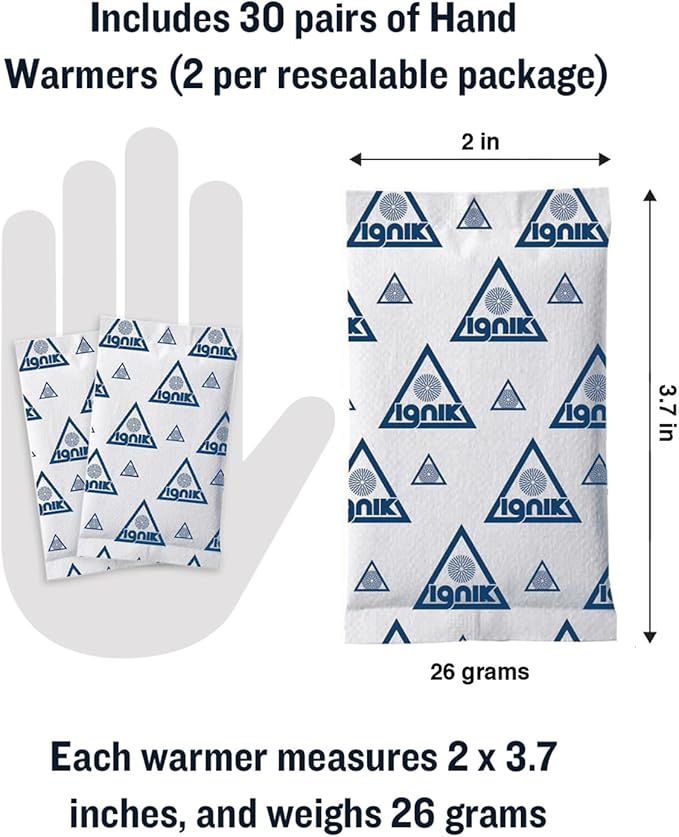 Ignik Resealable Multiple-Use Hand Warmers for 10 Hours of Heat Across 72 Hours