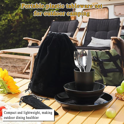 Kyraton Camping Utensils, Camping Mess Kit for Travel, Camping, Picnic, Outdoor, Camping Gear Include Knife, Spoon, Fork Silverware Set, Cup, Bowl, Plate, Camping Essentials for 1