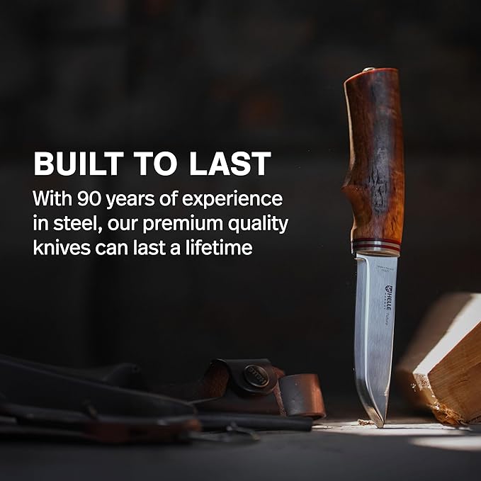 HELLE Knives - Futura - Fixed Blade - Classic Knife - Birch Wood Handle - H3LS Stainless Steel - Made in Norway