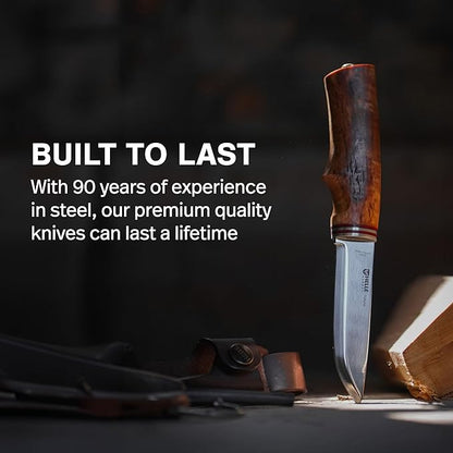 HELLE Knives - Futura - Fixed Blade - Classic Knife - Birch Wood Handle - H3LS Stainless Steel - Made in Norway