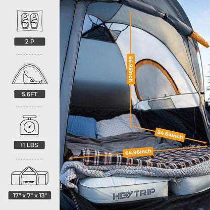 HEYTRIP Truck Bed Tent 5.0ft-6.8ft Waterproof Pickup Truck Tent Double Layer 2 Person Truck Tent Camper for Camping Fishing