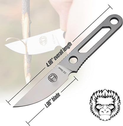 Holtzman's Gorilla Survival 'Scalpel' Fixed Blade Utility Knife with D2 Sheath, Belt Clip (Silver)