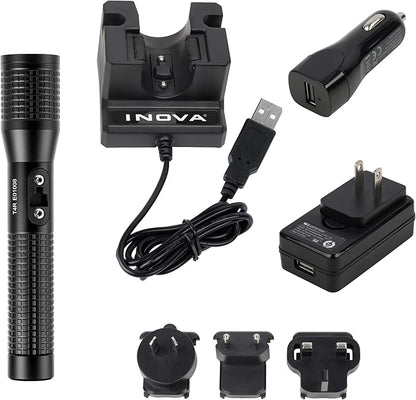 Nite Ize INOVA T4R Powerswitch Rechargeable Tactical Flashlight - 1300 Lumen Tactical Flashlight with Professional-Grade USB Charging Cradle & AC/DC Adapters - Flashlight for Camping, Biking & Hiking