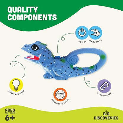 Big Discoveries LifeLight Animal Carabiner Flashlight – Fun Mini Animal Keychain Flash Lights for Kids, Adults, Nurses, Camping
