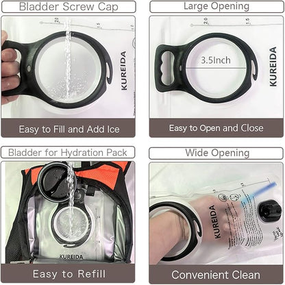 Hydration Bladder 2 Liter Leak Proof Water Reservoir,BPA Free,Wide Opening, Military Water Bladder Combined with Hydration Backpacks for Biking Hiking Running Camping Climbing.