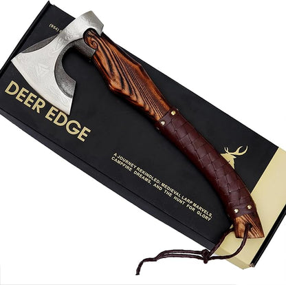 Carbon Steel Axe | Throwing Axe | Best Gift for him | Brown Wrapped Handle with Leather Sheath | Ideal for Camping and Hiking