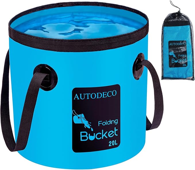 AUTODECO 5 Gallon Collapsible Bucket Water Container Portable Wash Basin for Fishing Camping Car Washing Hiking 20L