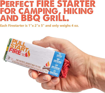 Pull Start Fire Pull String Firestarter | No Matches Required, Fire Starts in Seconds | for Campfires, Grill, Fireplace, BBQ | Lights Wet Wood, Easy to Use, Food Safe and Weather Resistant | 6 Pack