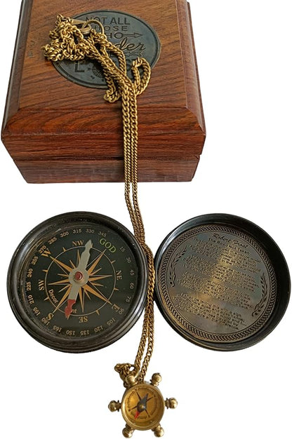 Brass Vintage Navigational Nautical Poem Compass with Beautiful Necklace, Made, Valentine Gift, Beautiful Bond, 100% Handmade, Directional Antique Gift by Decor Hunt