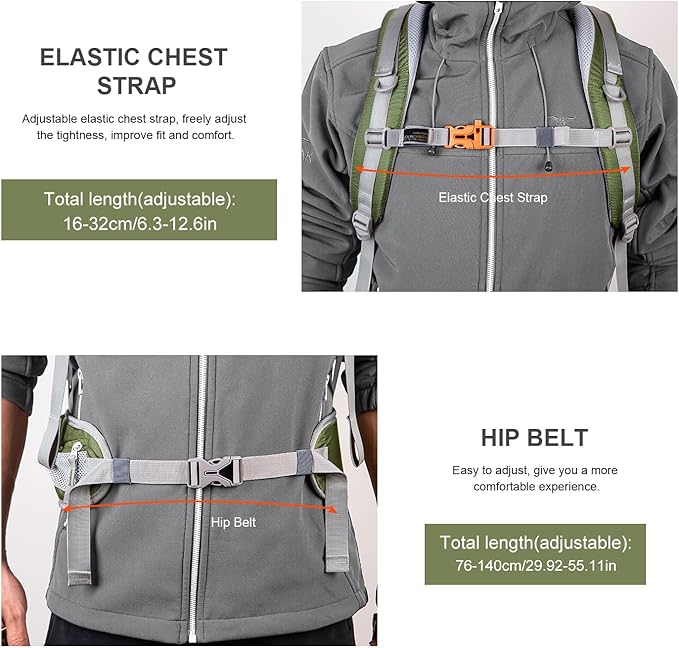 MOUNTAINTOP 40L Hiking Backpack Travel Daypack with Rain Cover for Outdoor Backpacking, Camping